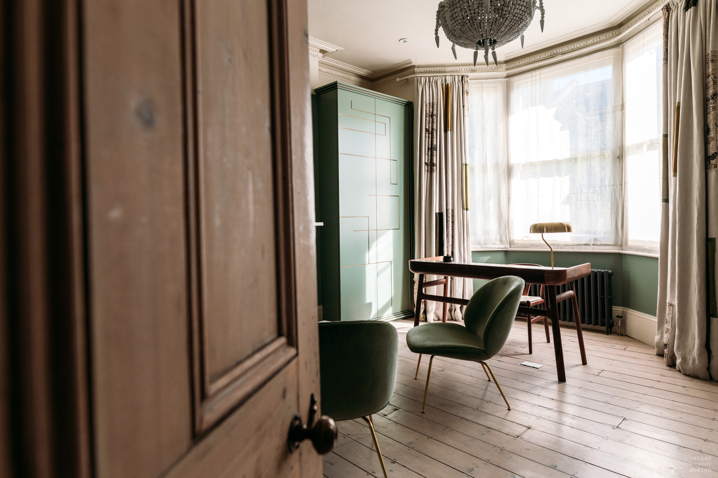 bespoke dark grey green bedroom furniture hampstead north london