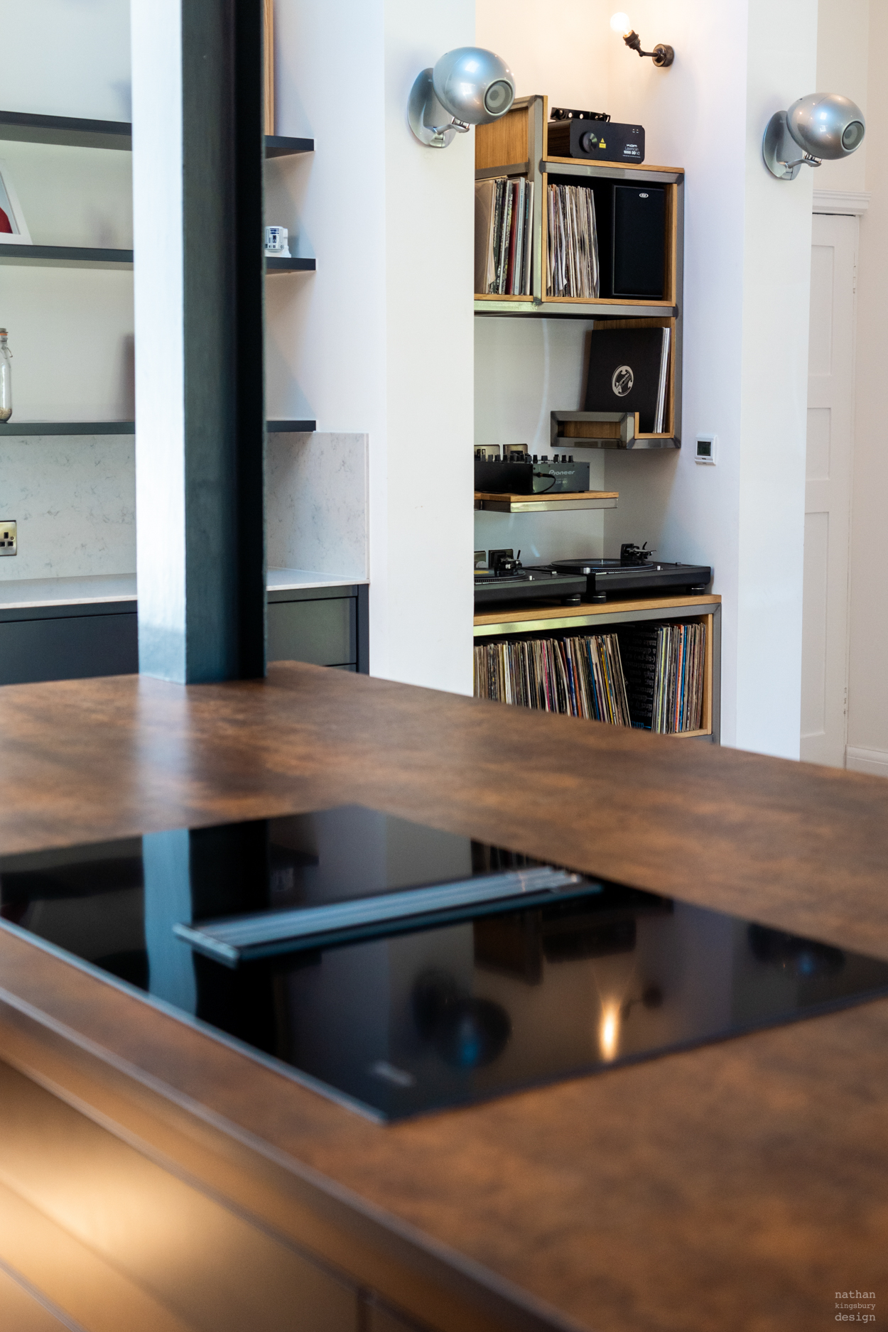 custom made neolith iron corten kitchen worktop with miele cook top reigate surrey