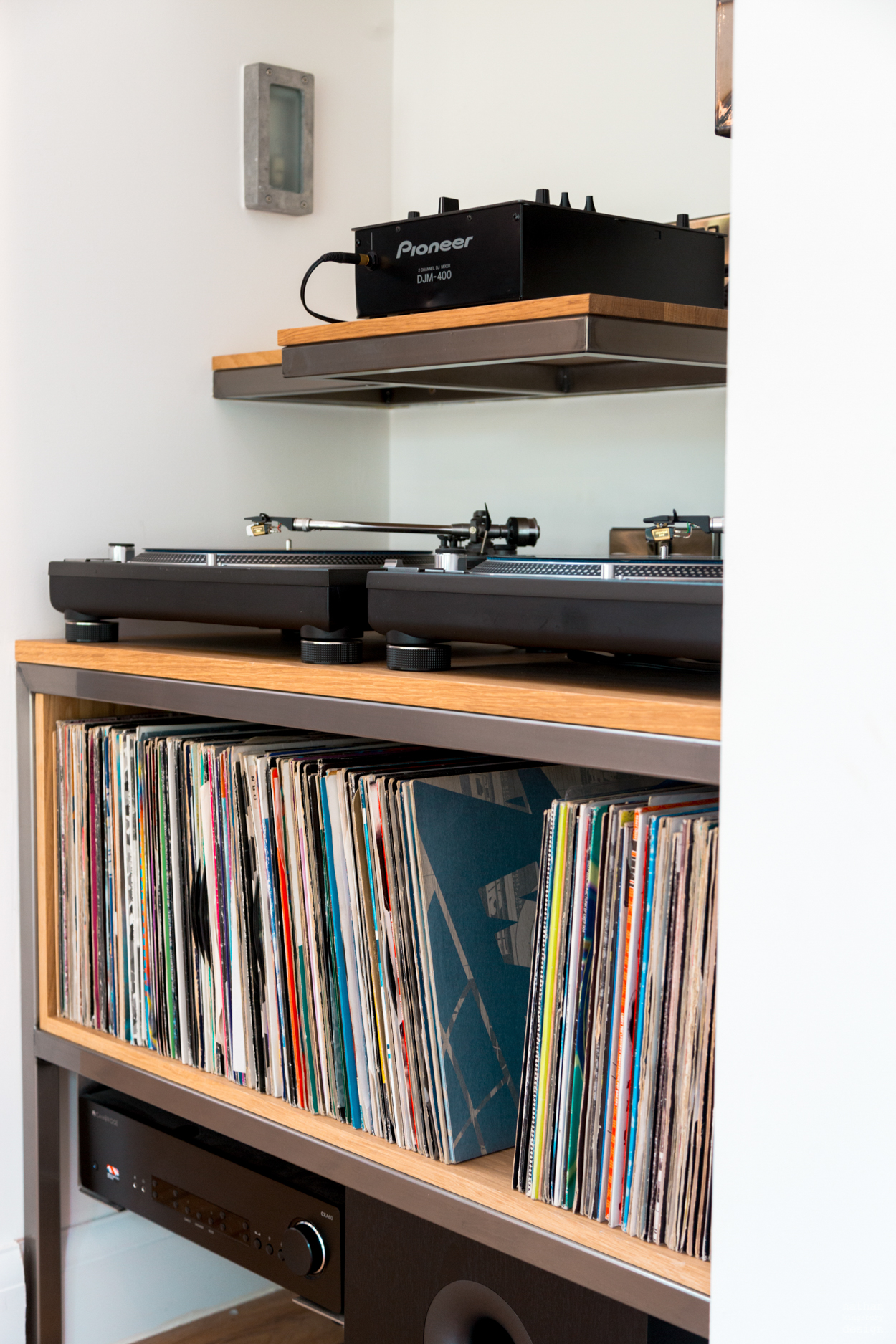 bespoke furniture dj turnatable steel shelves reigate surrey