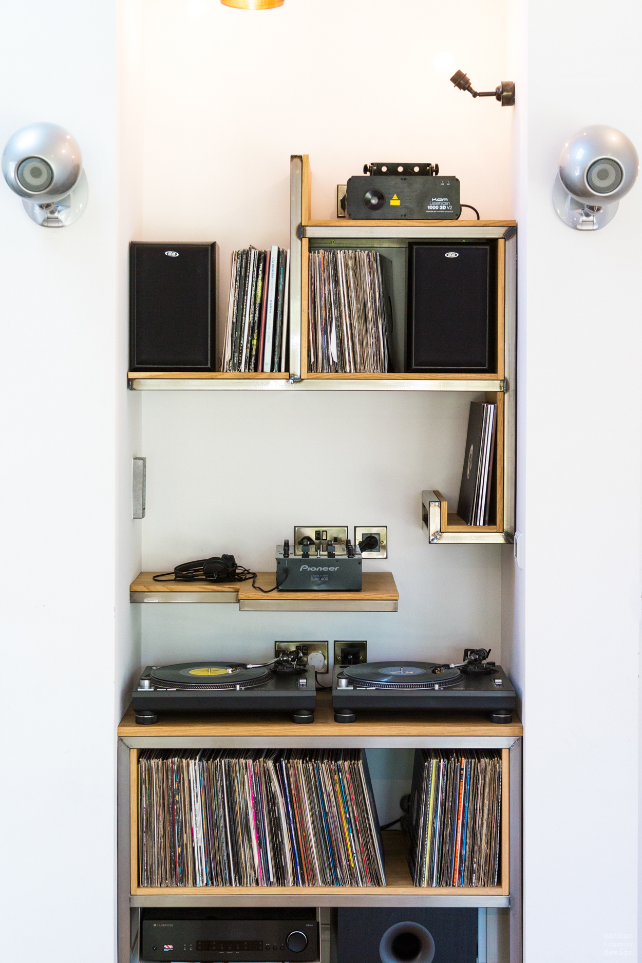 custom built furniture dj turntable steel shelves reigate surrey