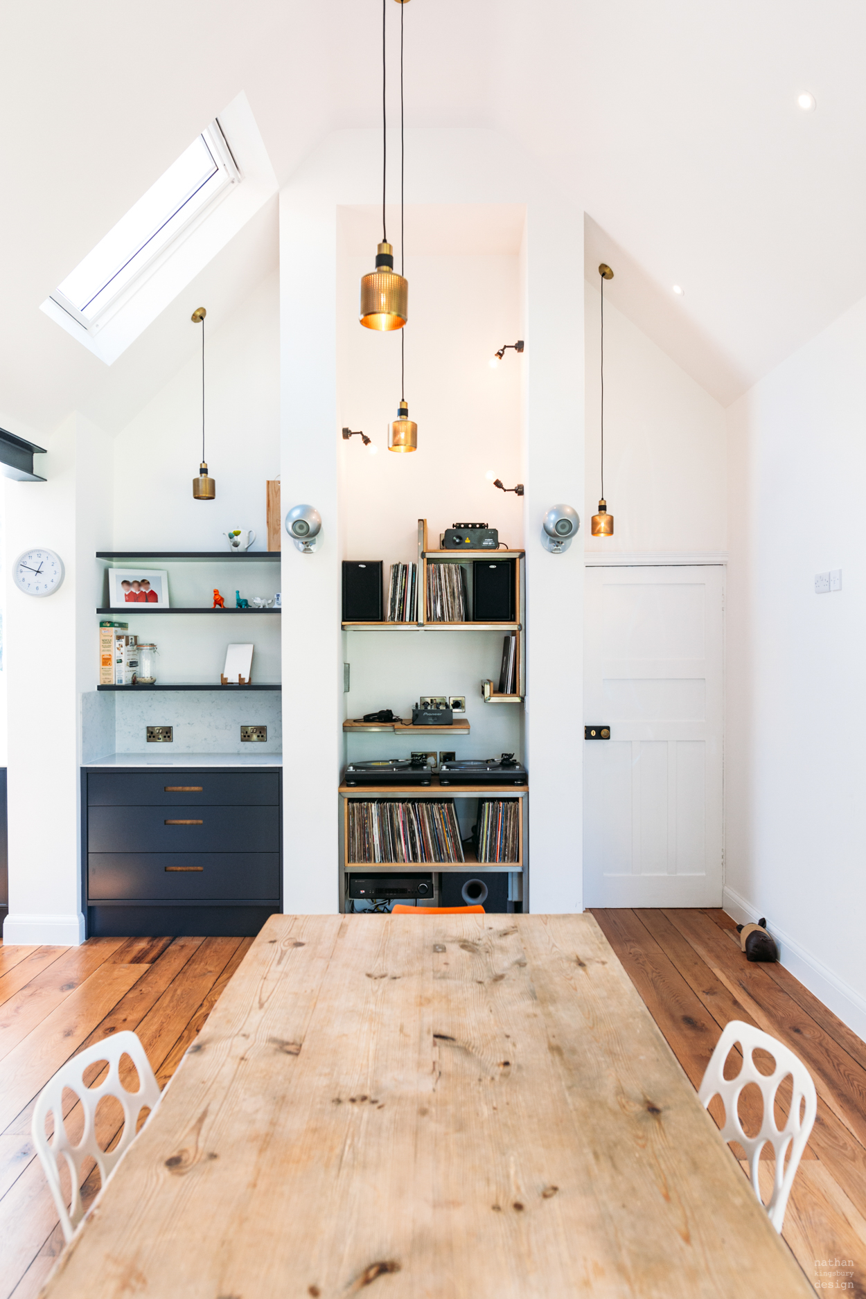 bespoke white and steel interior furniture and lighting design reigate surrey