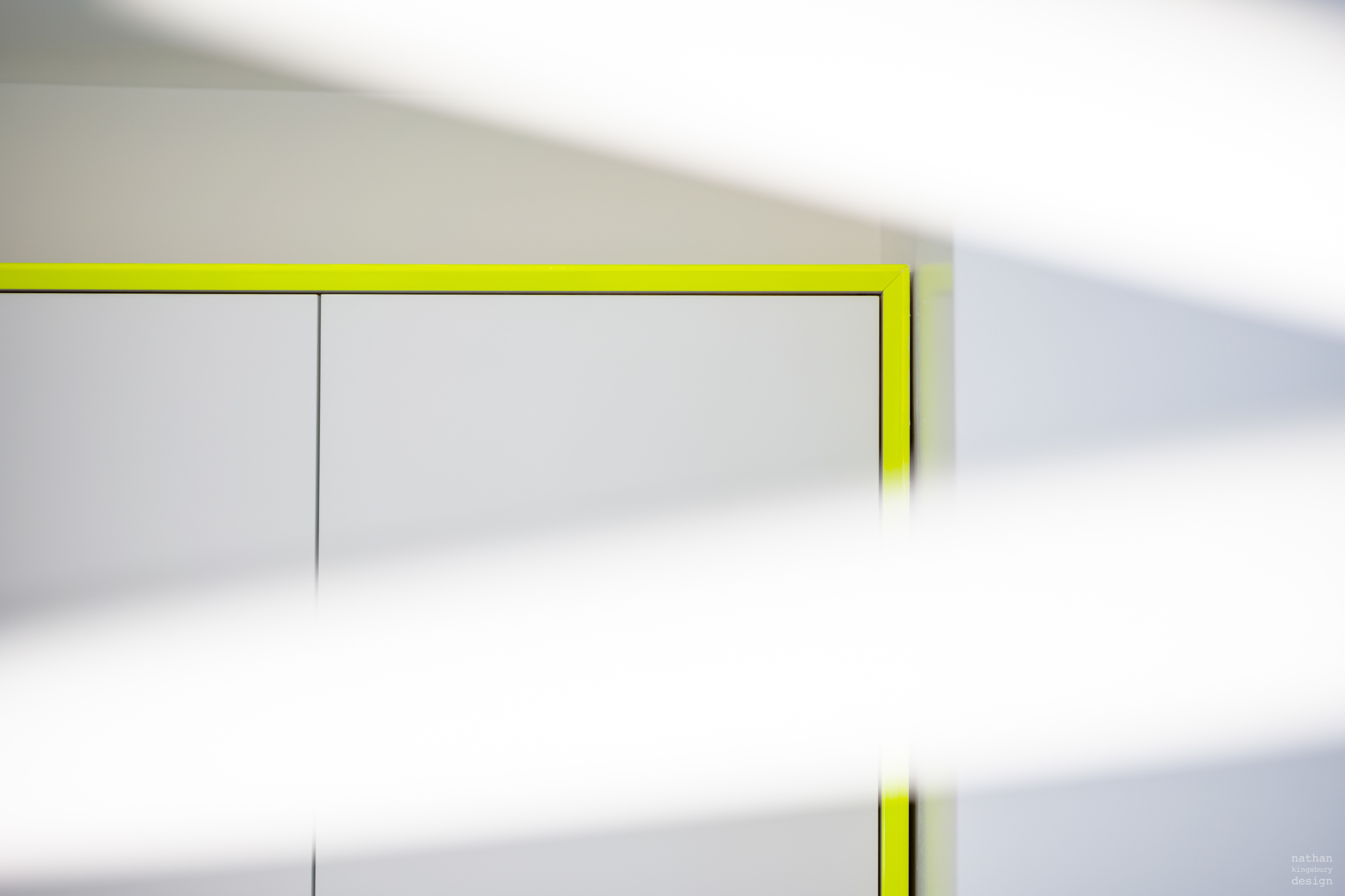 bespoke white and neon kitchen cabinet design clapham south london