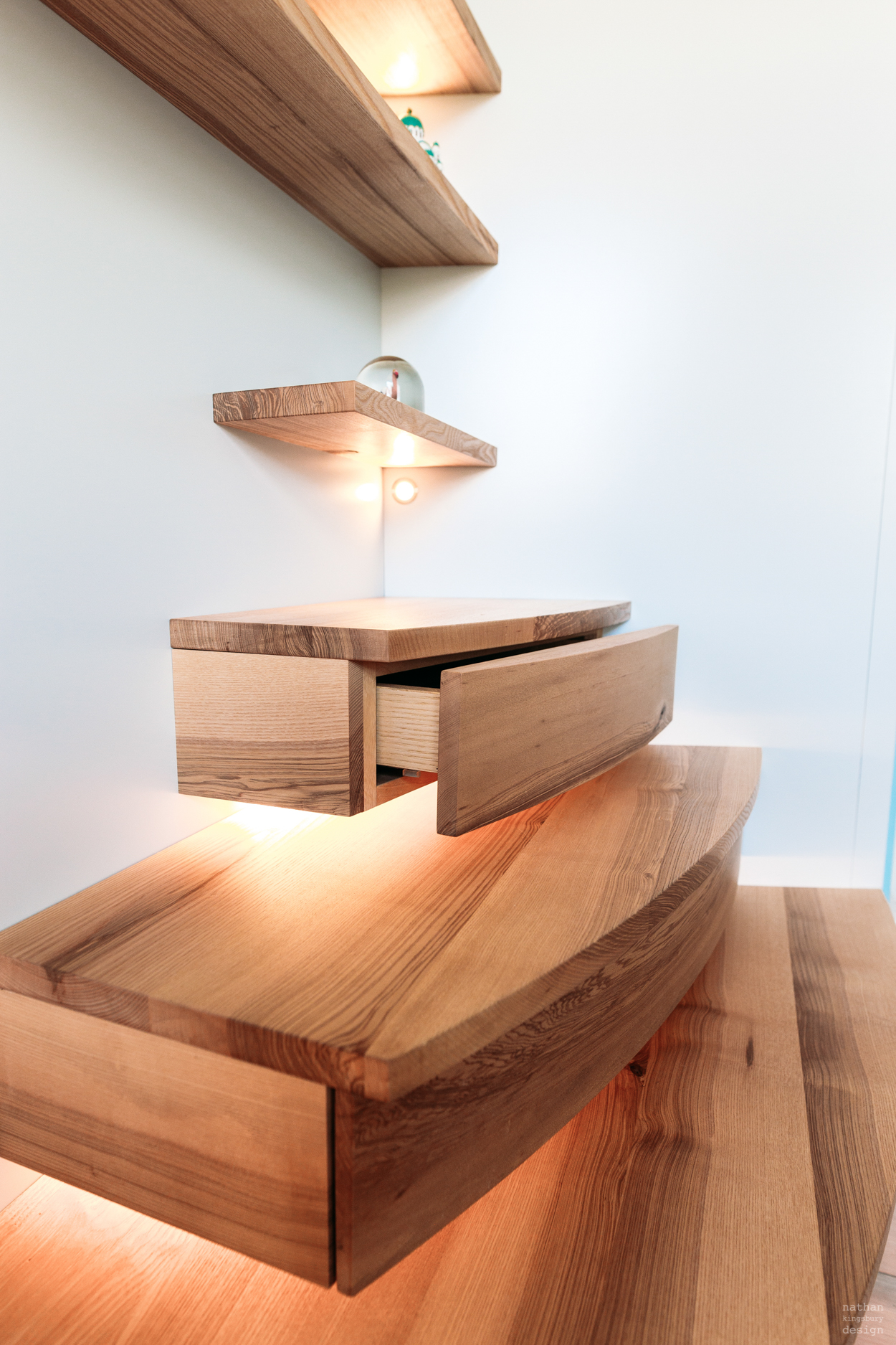 bespoke ash drawers with integrated lighting design hampstead london