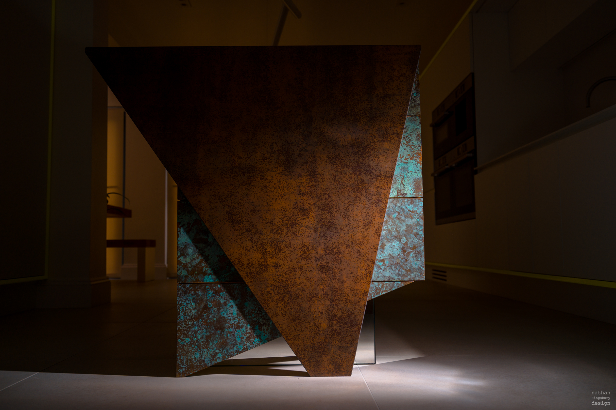 luxury bespoke rusted metal kitchen island clapham south london
