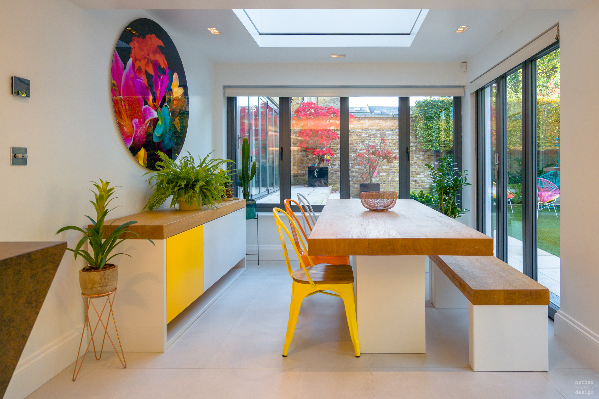 bespoke kitchen table bench seating and sideboard clapham south london
