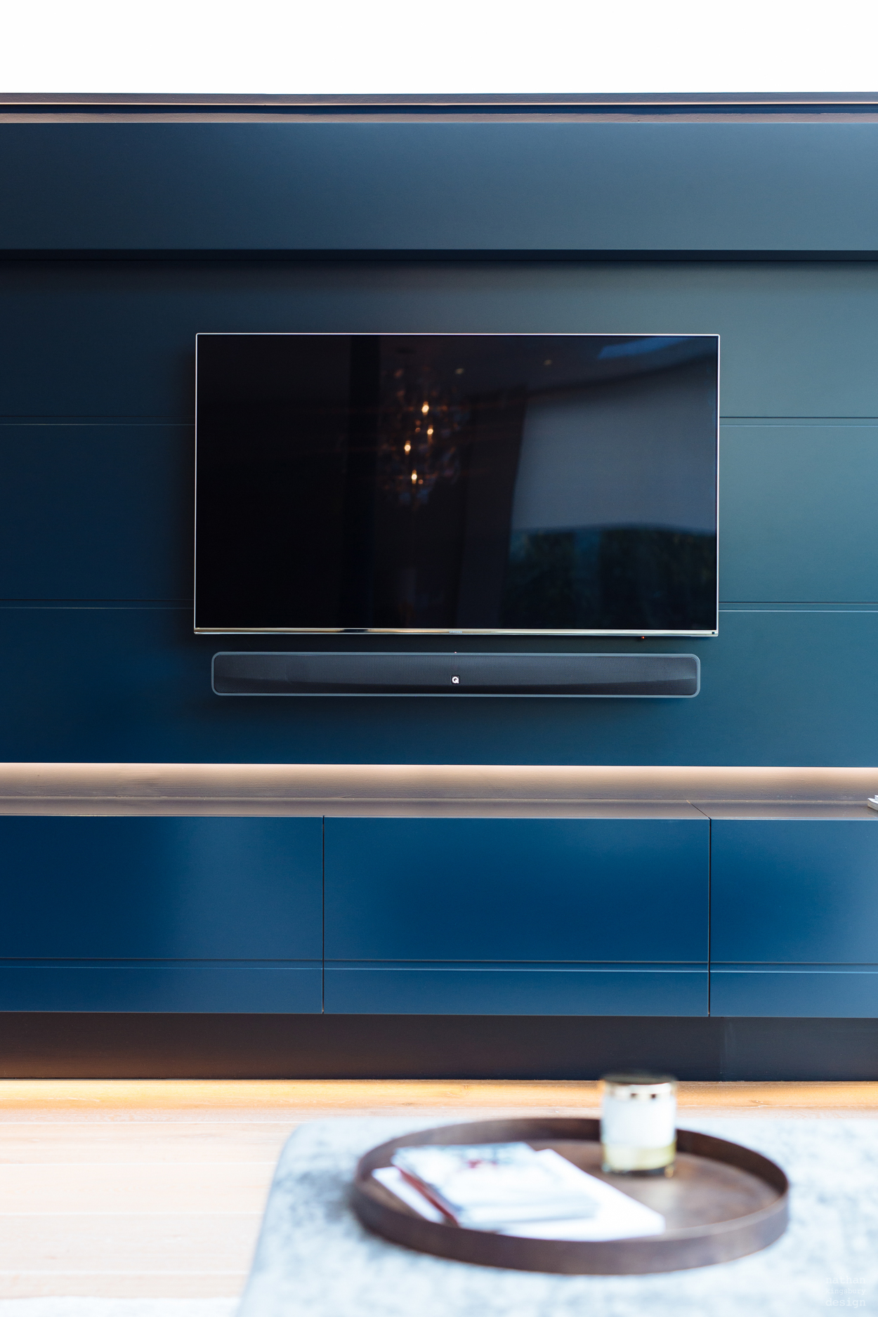 custom made blue black tv cabinet richmond south london