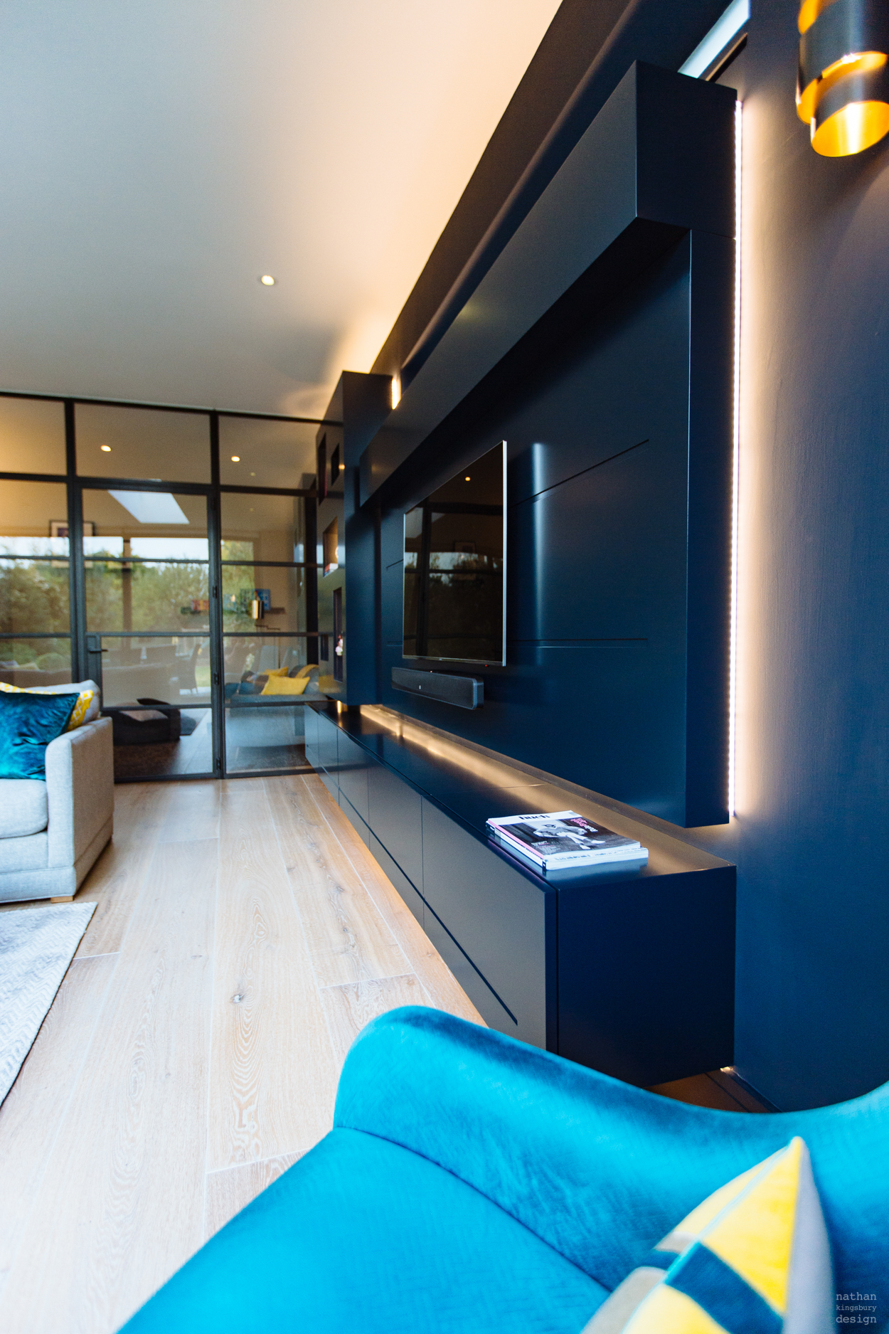 custom built dark tv display furniture richmond south london