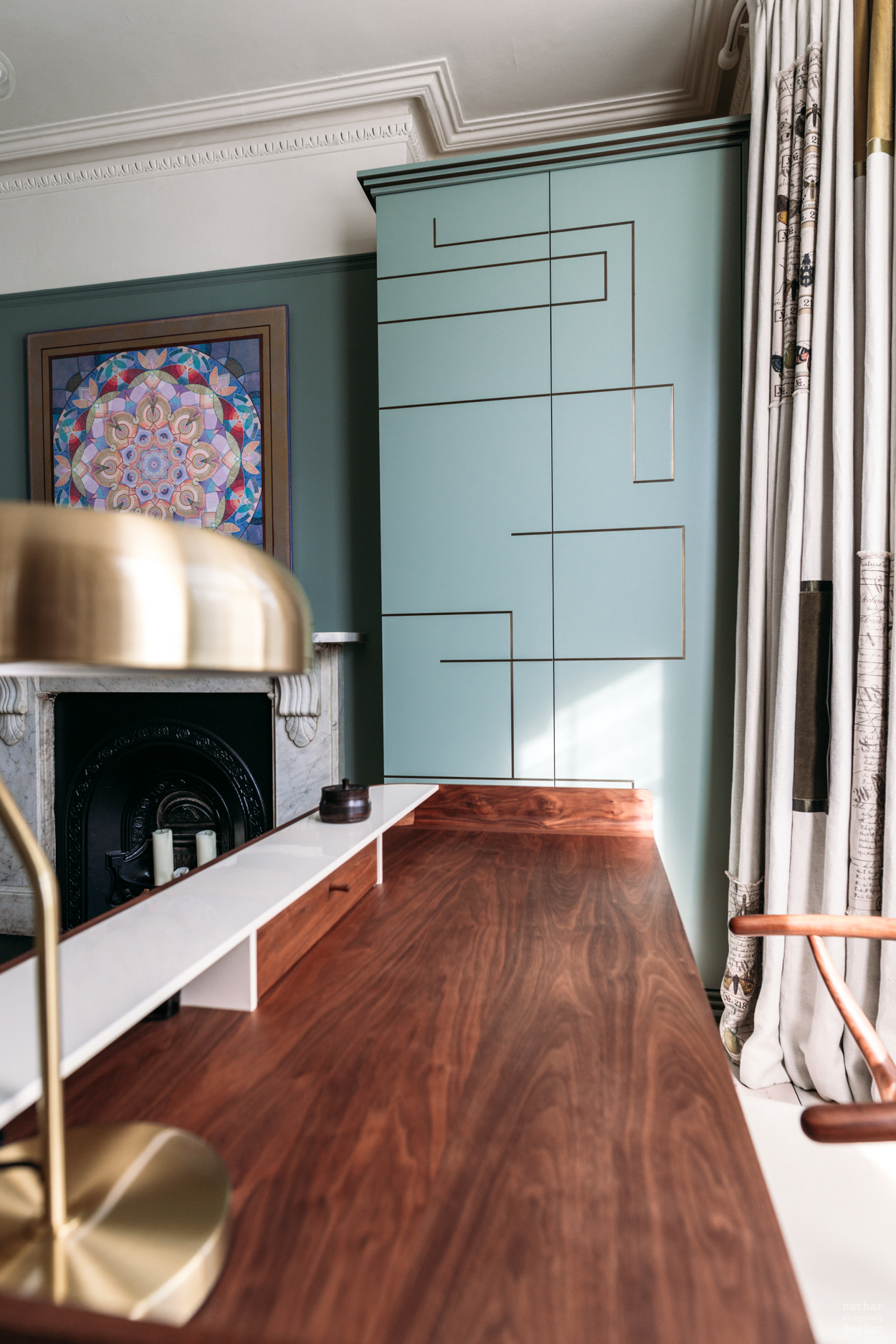 bespoke grey green art deco wardrobe hampstead london